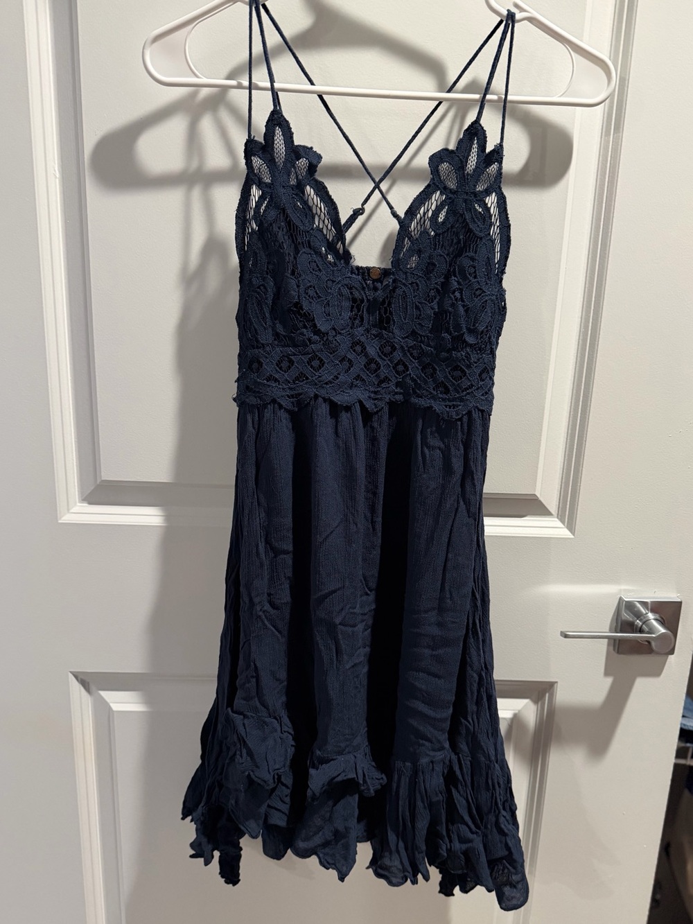 Free people Navy Lace Crochet Dress